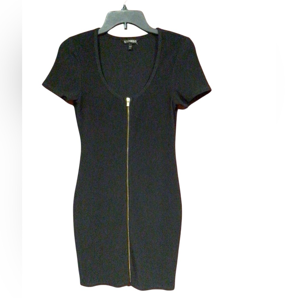 EXPRESS black and gold zippered front dress size small